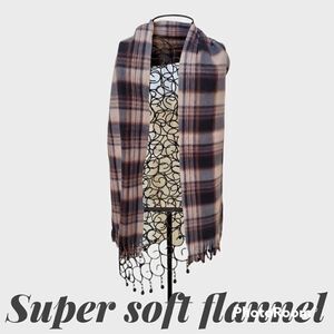 NEW SOFT FLANNEL SCARF W FRINGE END DETAIL